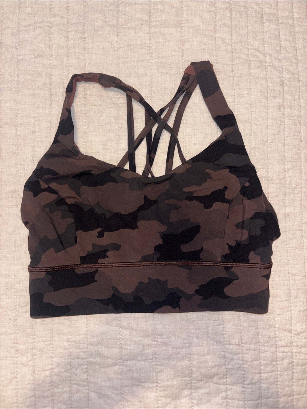 lululemon athletica Brown Camo Strappy Sports Bra